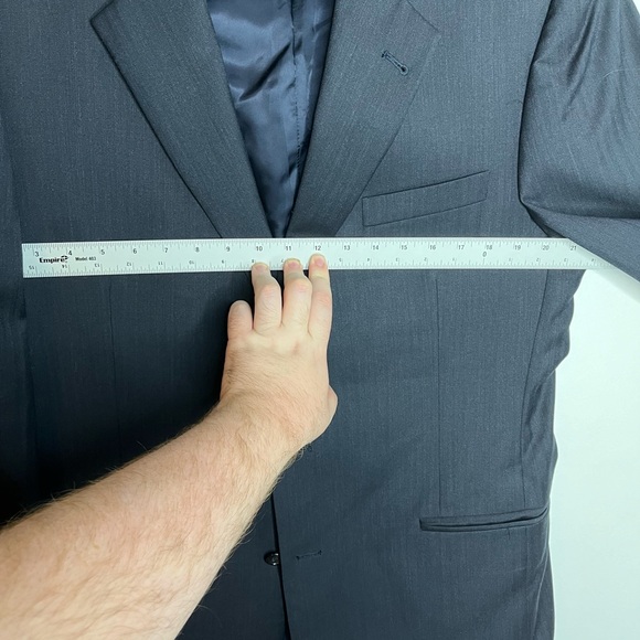 Joseph A Bank 100% WOOL Navy Blue/grey sports coat suit jacket SIZE 43 - Picture 3 of 6